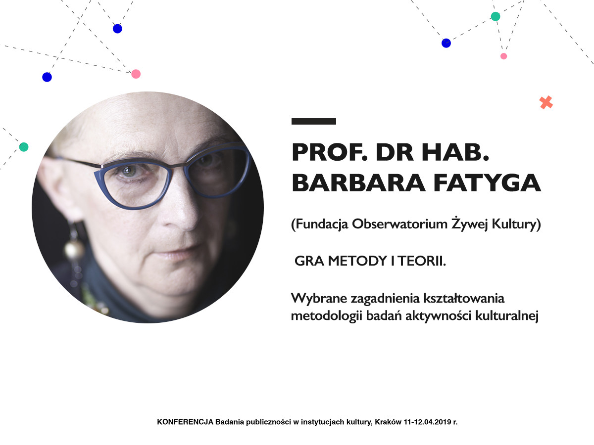 Prof. dr hab. Barbara Fatyga (Fundacja Obserwatorium Kultury Żywej) Gra metody i teorii. Wybrane zagadnienia kształtowania metodologii badań aktywności kulturalnej.